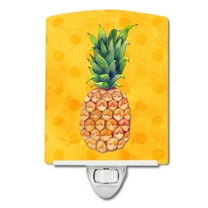 Caroline's Treasures BB8192CNL Pineapple Yellow Polkadot Ceramic Night Light, 6x4x3", multicolor