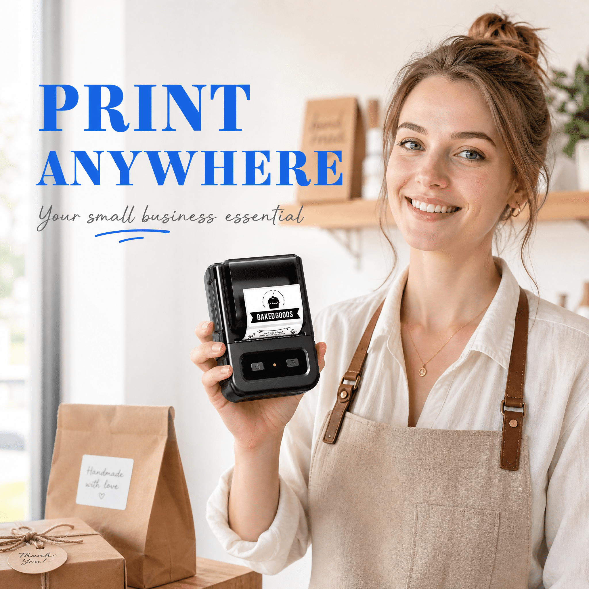 Phomemo M102 Thermal Label Maker with 100 Labels - Portable Bluetooth Address Label Printer for Small Business, Barcode & Retail, Compatible with Phones & PC (Black)