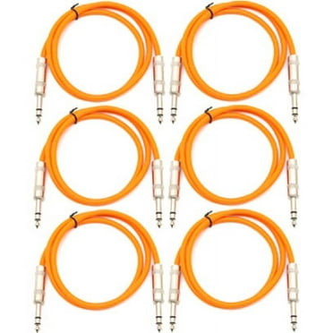 Seismic Audio SATRX-2, 6 Pack of Orange 2 Foot TRS Patch Cables