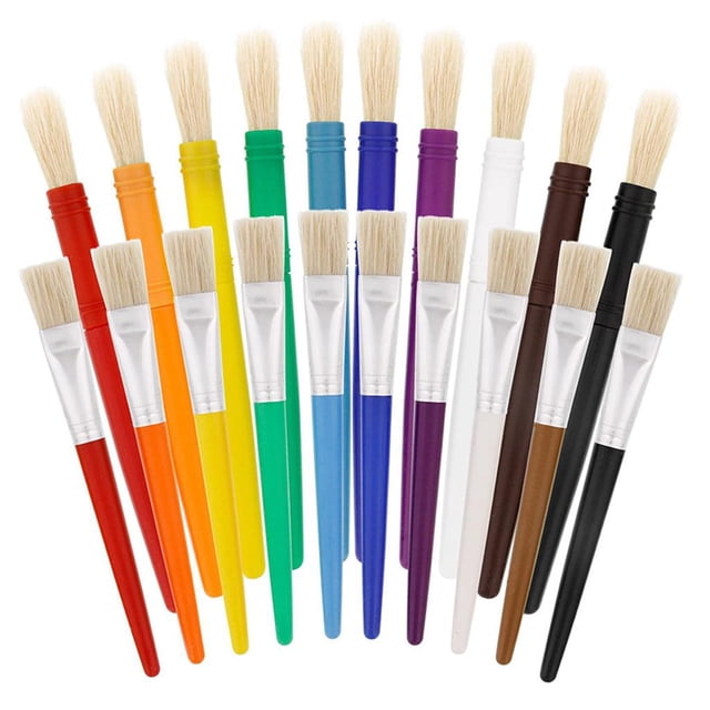 0x Handle Paint Brushes Acrylic Oil Drawing Coloring Round Flat,Wood Handle Brushes