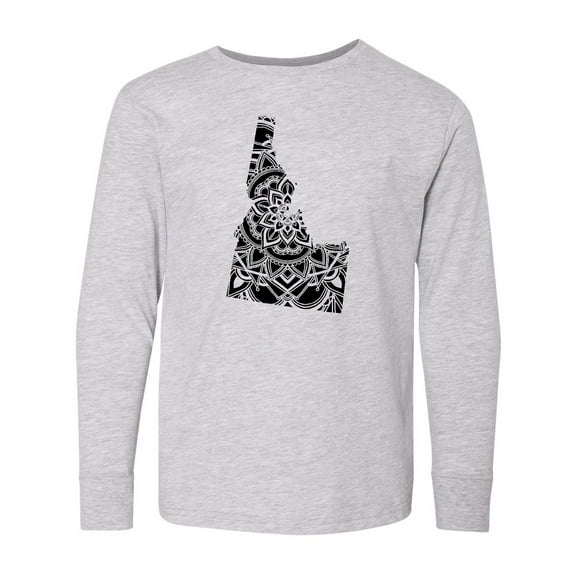 Inktastic Idaho Silhouette Mandala Long Sleeve Youth T-Shirt