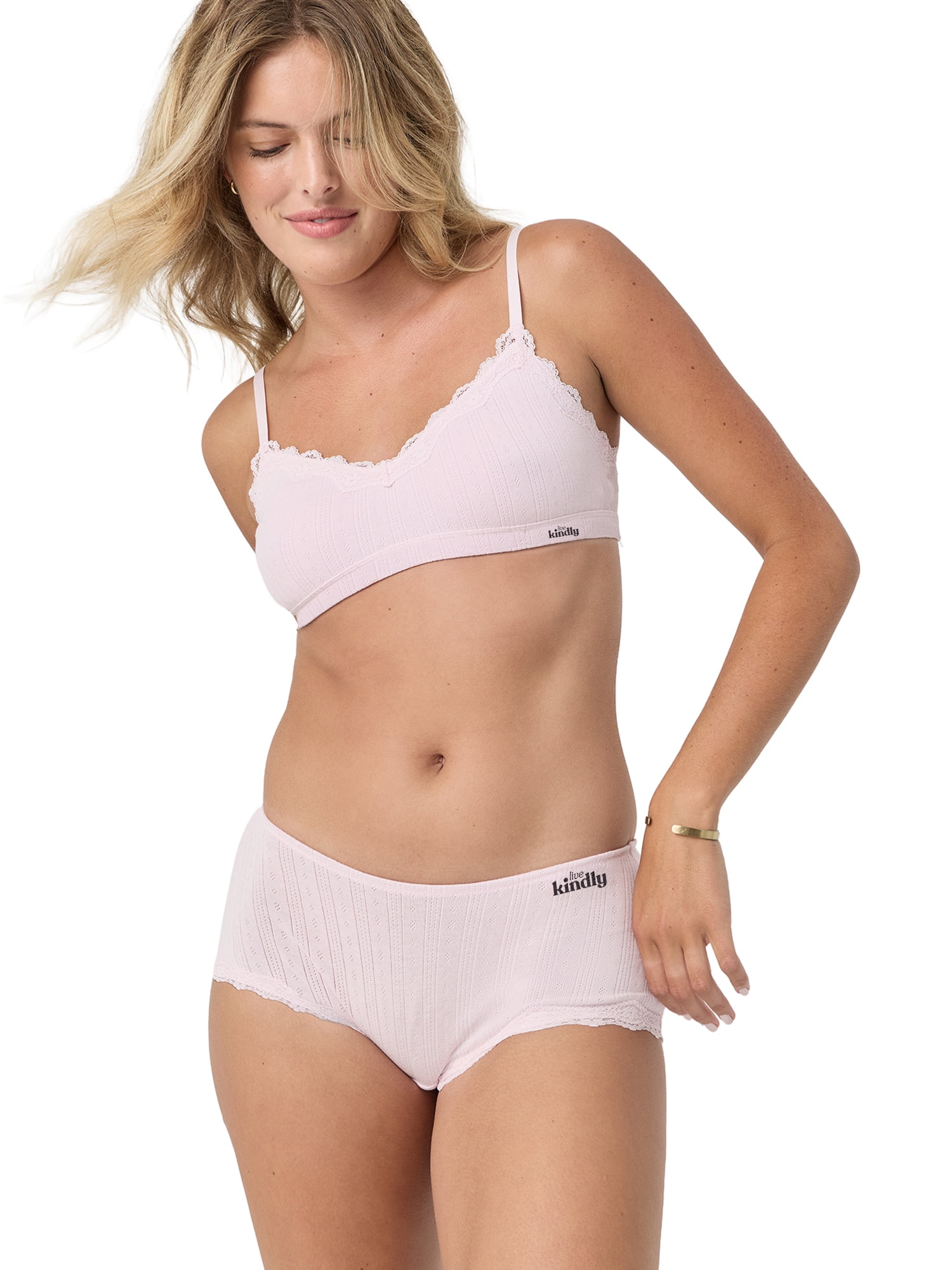 Kindly Yours Women’s Pointelle Boyshort Underwear with Lace Trim, 2-Pack, Sizes XS-XXXL