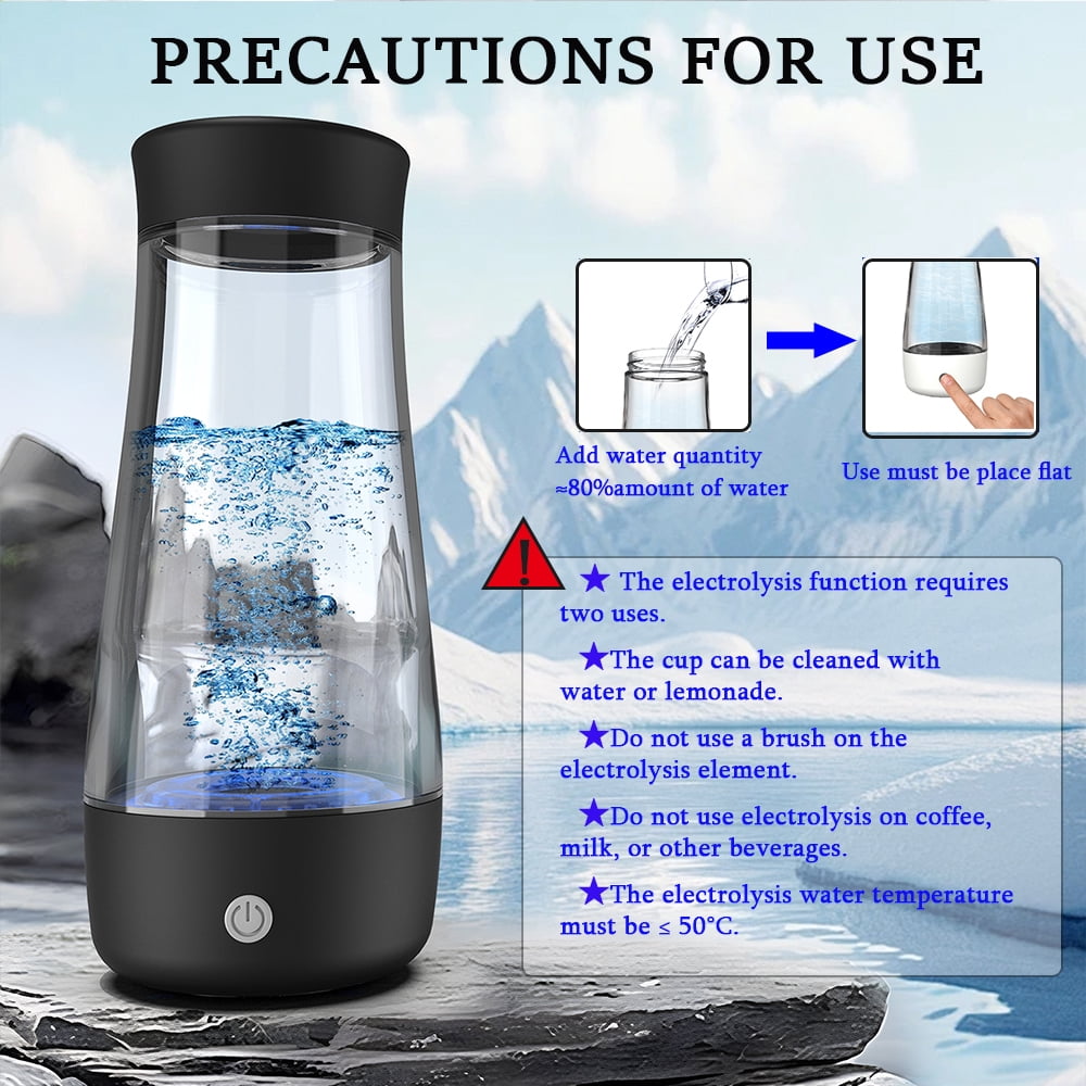 Hydrogen Water Bottle,2025 Upgrade Hydrogen Water Machine-SPE PEM Technology,3-Minute H₂ Production,Remove Ozone/Nitrogen,Portable Portable Water Ionizer for Travel,Home,Office Unisex Black(320ML)