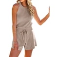 thumbnail image 2 of Women Summer 2 Piece Outfits Knit Halter Tank Top And Shorts Lounge Set, 2 of 6