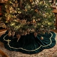 thumbnail image 5 of Bxaolu 35.5-Inch Green Velvet Christmas Tree Skirt – Indoor Holiday Tree Skirt for 5ft to 6.5ft Trees, Vintage Style Christmas Tree Base Cover, Soft Tree Skirt for Home & Gift Décor, 5 of 9