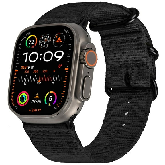 Dwitch Replacement Strap for Apple Watch 38mm 40mm 41mm iWatch Series 9, SE,8 7 6 5 4 3 2 1,Lightweight Breathable Woven Nylon Wrist Strap with Metal Buckle,Black