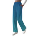 thumbnail image 2 of Lounge Pants for Women Plus Size Fleece Sweatpants High Waist Elastic Waist Gradient Color Long Trouser with Pockets, 2 of 9