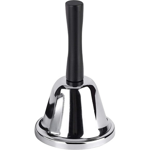 Loud Hand Bell, Silver Steel Hand Bells for Adults, Dinner Bells for Inside Classroom Bell, for Food Line, Alarm, Jingles, Ringing