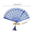 thumbnail image 2 of Unique Bargains Lace Trim Orchid with Tassel Folding Fan 1 Pc Blue, 2 of 5