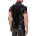 thumbnail image 7 of Men Shiny Patent Leather Polo Shirt, Short Sleeve, Male Soft Leather Casual Tops, 7 of 7