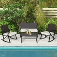 thumbnail image 4 of Costway 4PCS Patio Rattan Wicker Rocking Chairs Loveseat Table Rocker Set Cushions Porch, 4 of 10