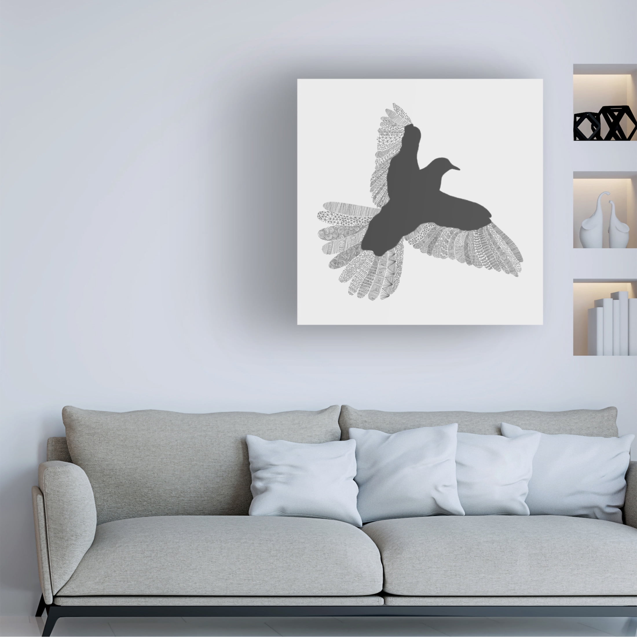 Trademark Fine Art Florent Bodart Bird Grey Canvas Wall Art