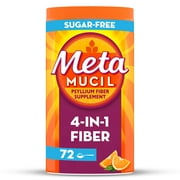 Metamucil Psyllium Husk Fiber Supplement for Digestive Health, Sugar Free, Orange, 72 Servings