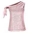 thumbnail image 6 of fatyb Womens Sparkly Sequin Tank Tops Glitter One Shoulder Dressy Tops Sleeveless Club Party Shirts, 6 of 6