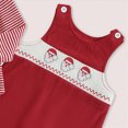 thumbnail image 4 of Kaprioy Baby Boy Winter Clothes My First Christmas Baby Boy Outfit Newborn Infant Striped Long Sleeve Romper Suspender Overalls Pants Hat 3Pcs Set, 4 of 8