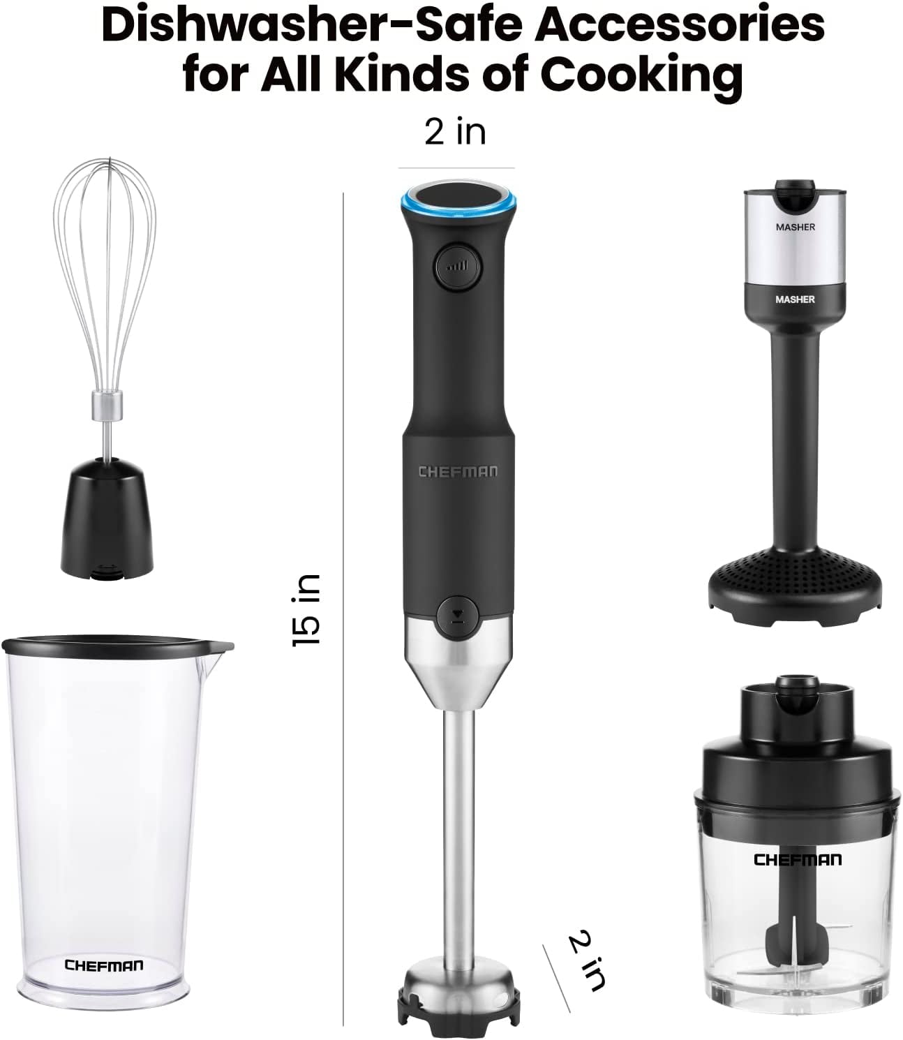 Handheld Blender Cordless Portable Immersion Blender 5-in-1