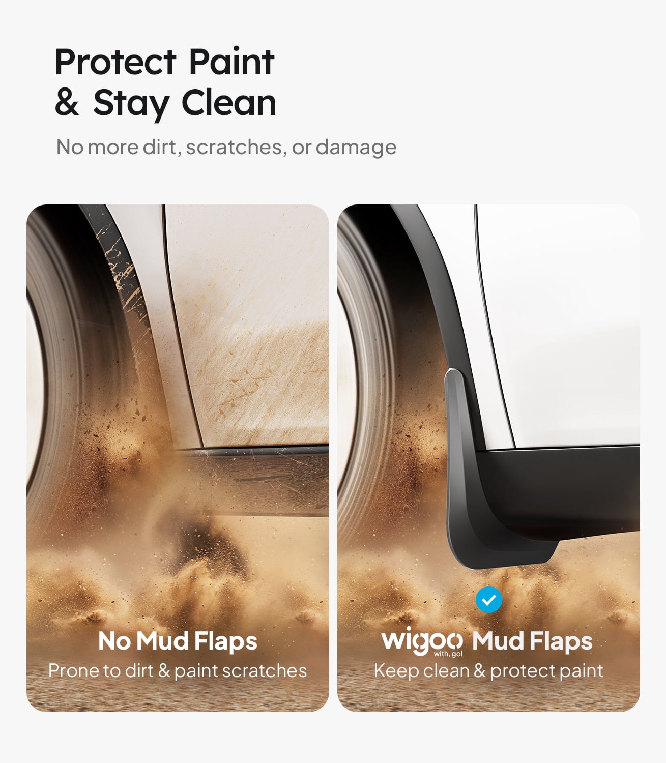 Wigoo 2026 New Tesla Model Y Juniper Accessories Mud Flaps No Drilling, Stay Clean, Protect Paint, All Weather Guards Body Kits for Tesla New Model Y 2025 2026 Juniper, Thicker Version (Set of 4)