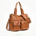 thumbnail image 2 of Bolso de mano informal para mujer, con correa para el hombro, de cuero PU, marrón, con varios bolsillos EstiloE Jinwen Bolsos de mujer, 2 of 5