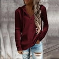 thumbnail image 2 of oqasdz Women Sweaters Long Sleeve Hooded Top Striped Lightweight Knit Sweater Open Collar Long Sleeve Pullover Top Casual Versatile, 2 of 5