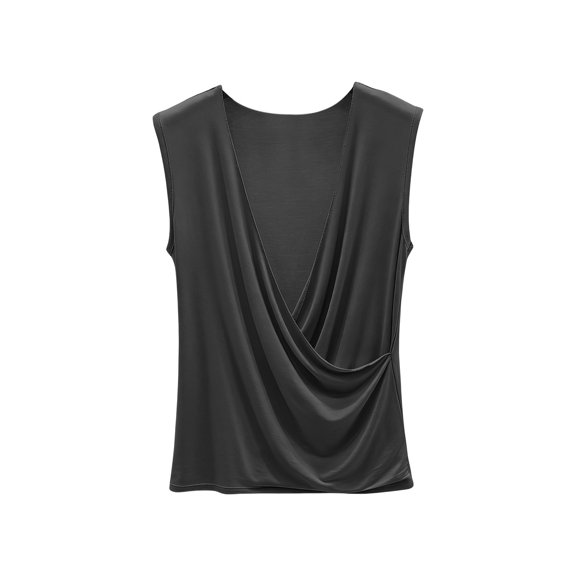 Zekutng Womens Tops Casual Solid Color V-Neck Summer Sleeveless Camisole Blouse T-shirt Tank Top,Sizes M-5XL