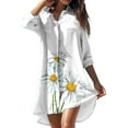 thumbnail image 2 of Maillots de Bain pour Femmes Été Décontracté Col Rabattu Manches Longues Imprimé Blouse Boutons avec Poche Chemises Robes Maillots de Bain en Liquidation, 2 of 8