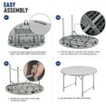 thumbnail image 2 of OSM 4Ft Round Folding Table, Indoor Outdoor Plastic Dining Card Table with Handle and Lock for Picnic Party Banquet Wedding, Grey, 2 of 8