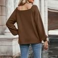 thumbnail image 4 of Oalirro Brown Womens Long Sleeve Tops Dressy Casual Crew Neck Solid Womens Casual Blouses, 4 of 5