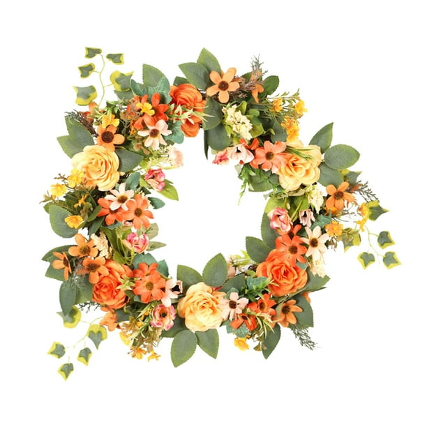 Guirnalda de puerta floral 16 pulgadas de puerta, 40cm s de peonía Margarita, hermosa Artificial de primavera y verano para de bodas decoración de la Fanmusic Guirnalda de puerta floral