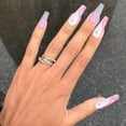 thumbnail image 3 of Prensa brillante en las uñas largas con diseños, pegamento falso de ataúd rosa en las uñas, clavos de Taichi para mujeres, uñas gruesas de ataúd de cobertura completa, uñas acrílicas para decoración Namotu HMYH840, 3 of 7