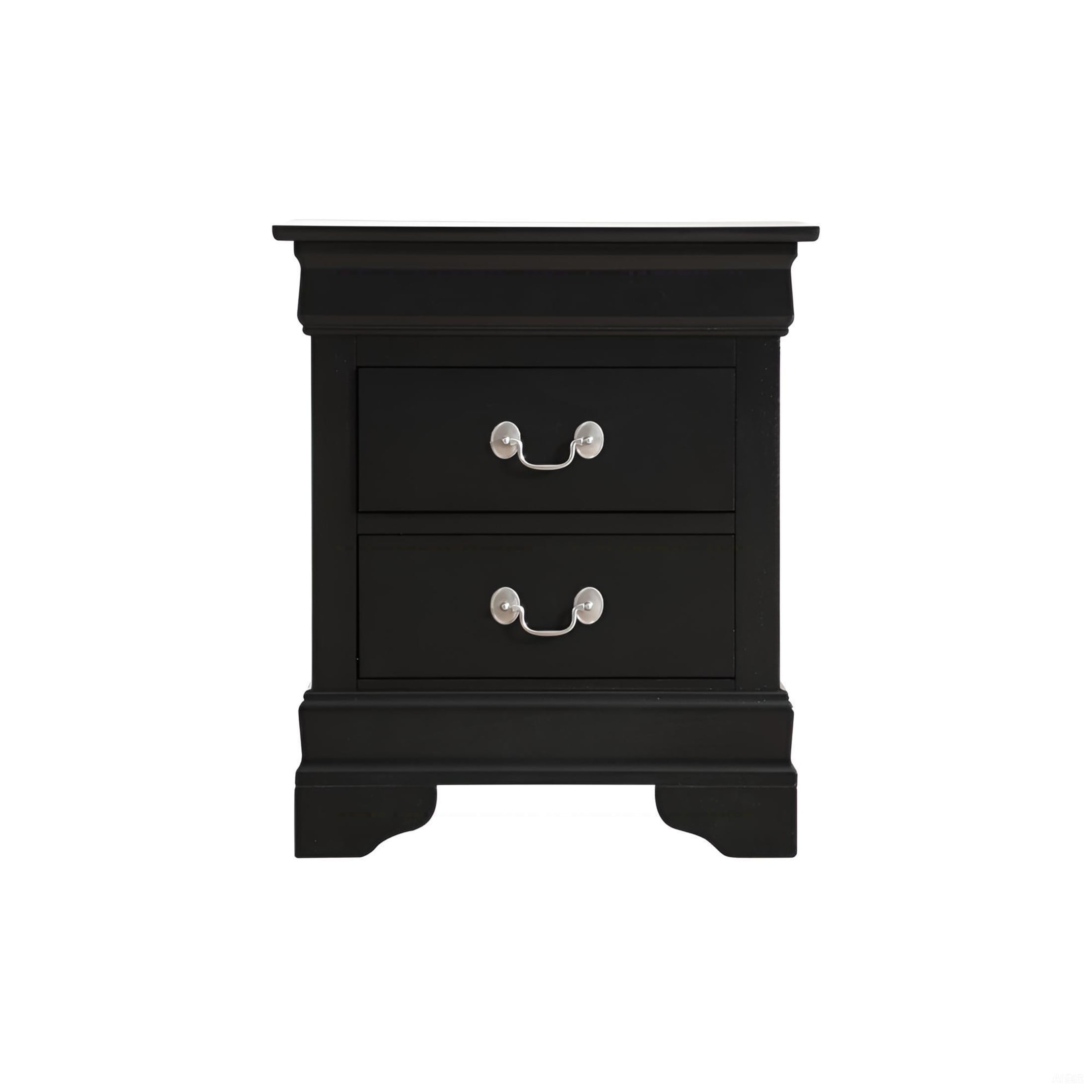 Noble House Traditional 2-Drawer Nightstand with English Dovetail Drawers, Black Finish