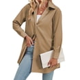 thumbnail image 4 of Hibeli Women Lapel Collar Long Sleeve Button Down Solid Color Casual Shirts, 4 of 7