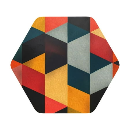 

Matuu Geometric Cube Pattern Art for Cup Coasters Set of 6 Leather Coasters Desk Coasters for Office Measures 4” x 4” Hexagon