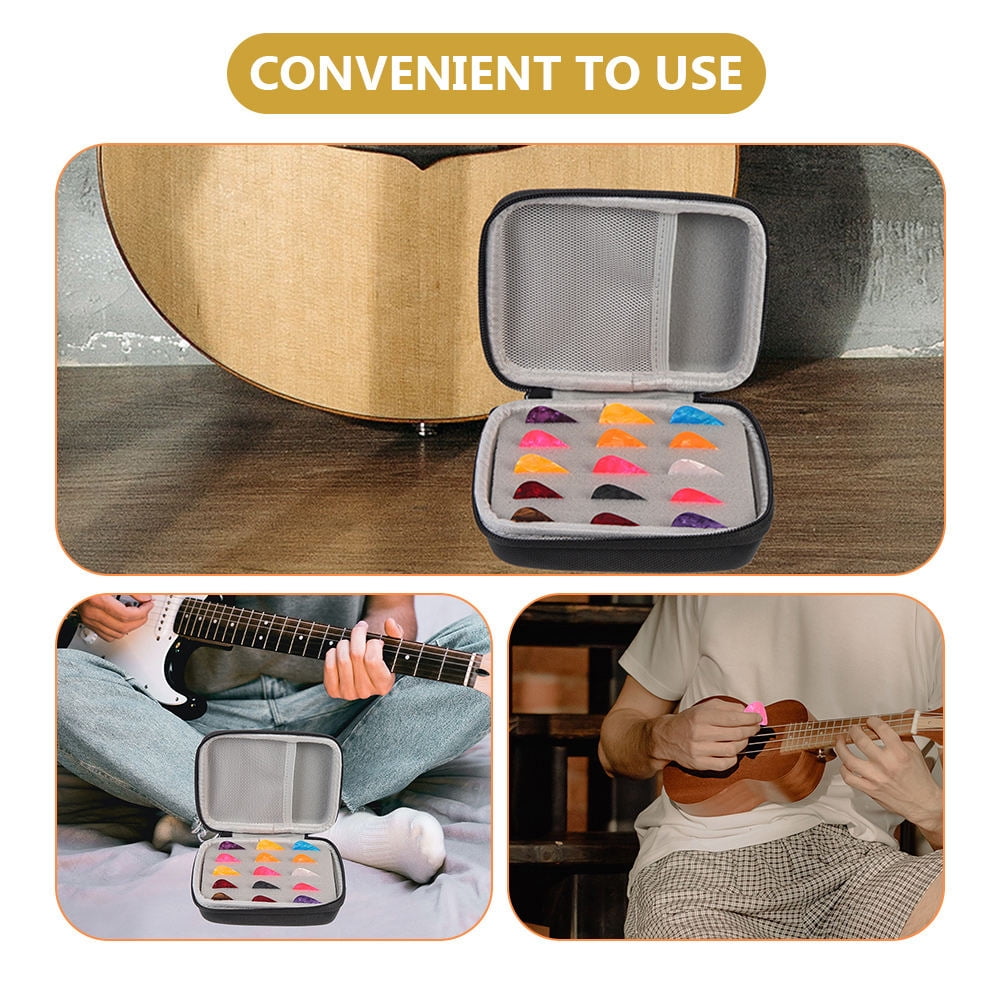 FENGGUIQU 30 Picks Portable Pick for Guitar Plectrum Container Black Plastic for Daily Use