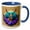 Blue/White, variant on 3drose, White-tailed Illinois Deer with Violets Colored Tattoo Art, 11oz Mug