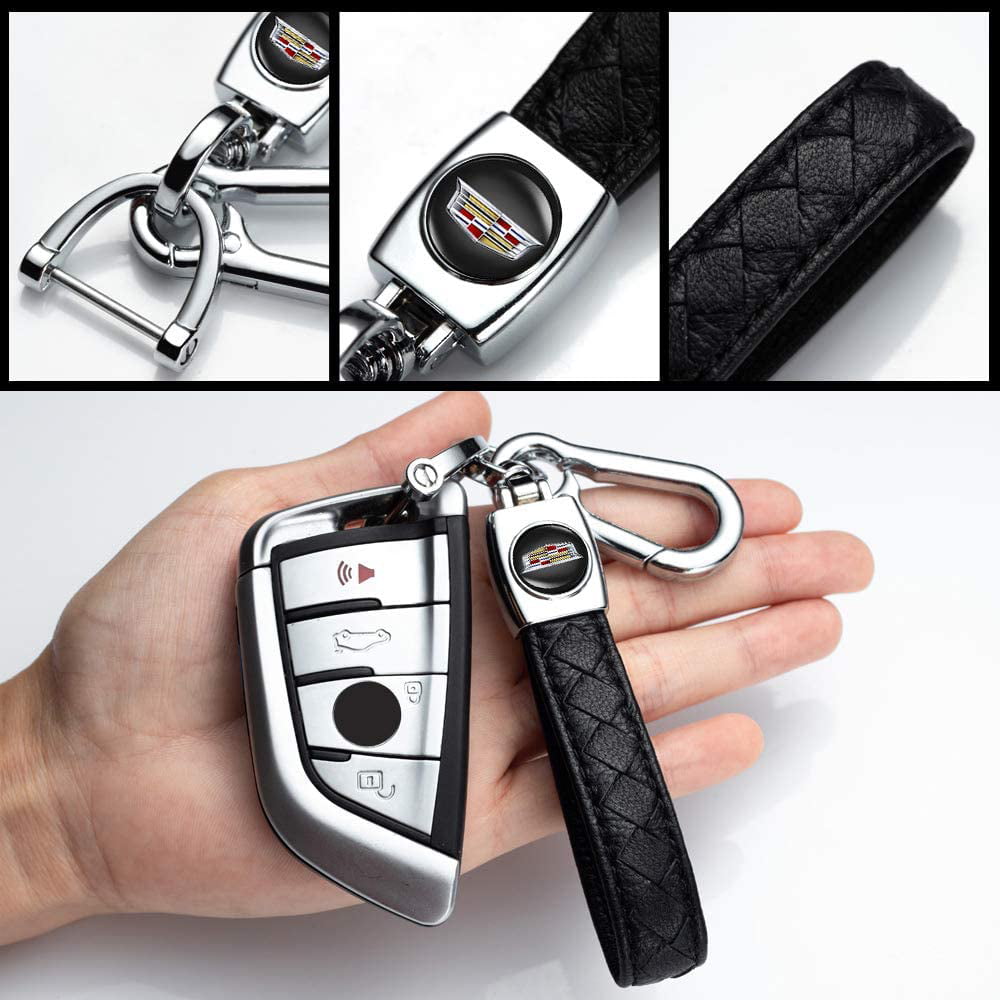 1Pack Leather Key Chain Suit for Cadillac ATS CTS EXT SRX XTS XLR Sedan ELR all modles car Key Chain key fob key ring Family Present for Man and Woman