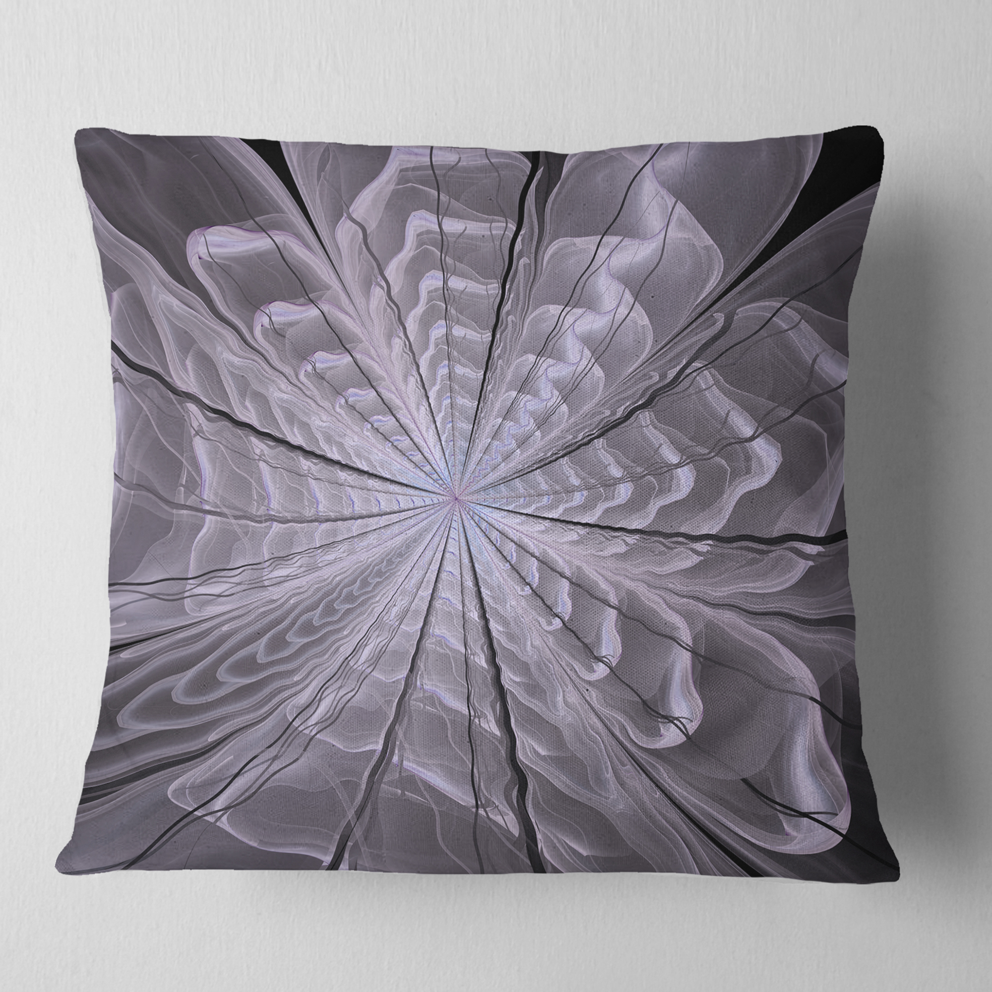 Designart 16" x 16" Contemporary, Modern Black Polyester Throw Pillow