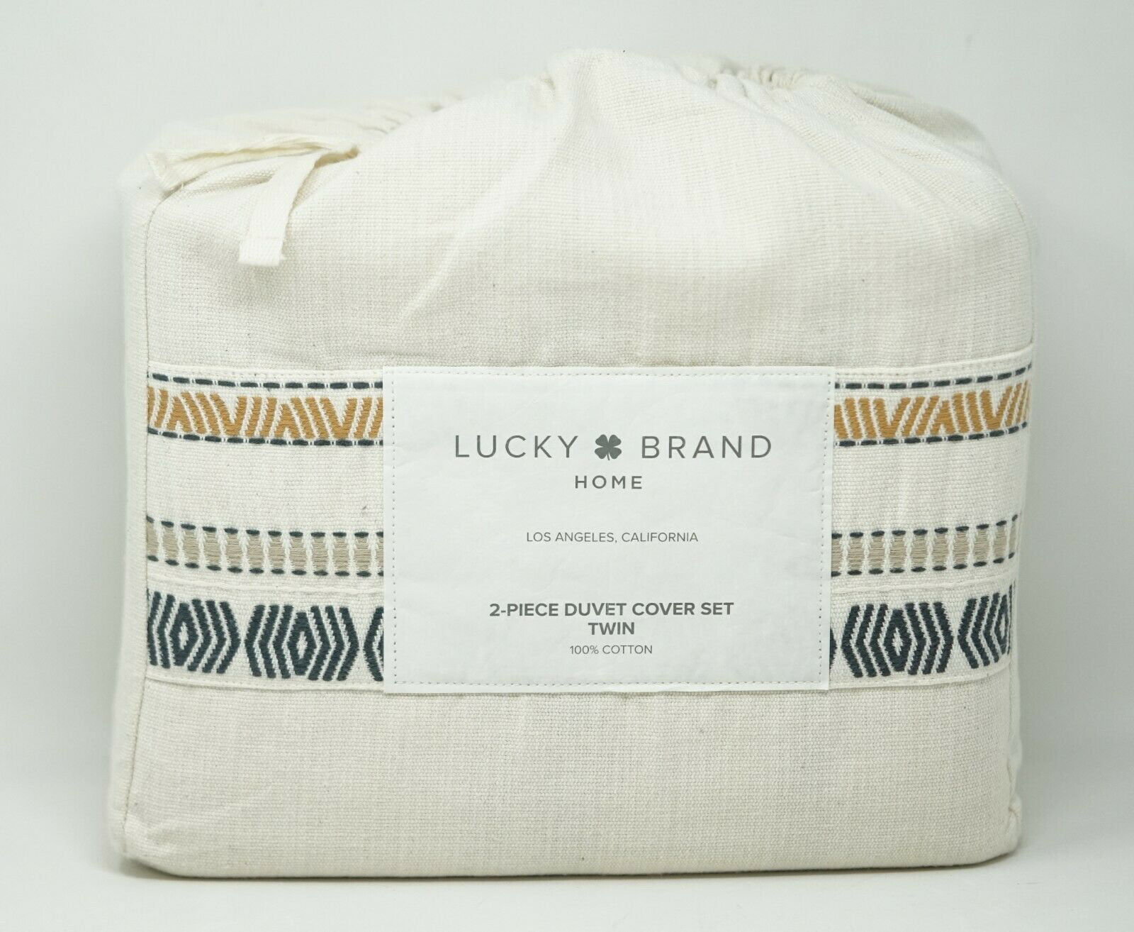 Lucky Brand Ojai Cotton 2-Pc Ivory TWIN Striped Duvet Cover Set 