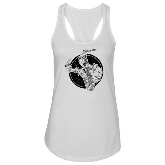 Saxophone With Musical Notes Tank Women -Image by Shutterstock, Female x-Large