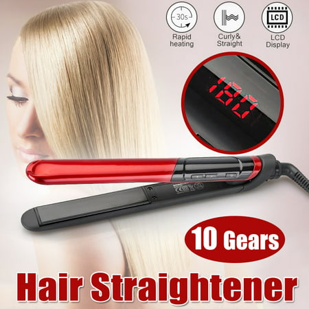 2 IN 1 Electric Hair Straightener Curler Curling Iron Twist Straightening Dual Voltage Ceramic Flat Irons LCD Ceramic Technology Digital Controls Quick Rapid Heating Styling (Best Products For Flat Twist Out)