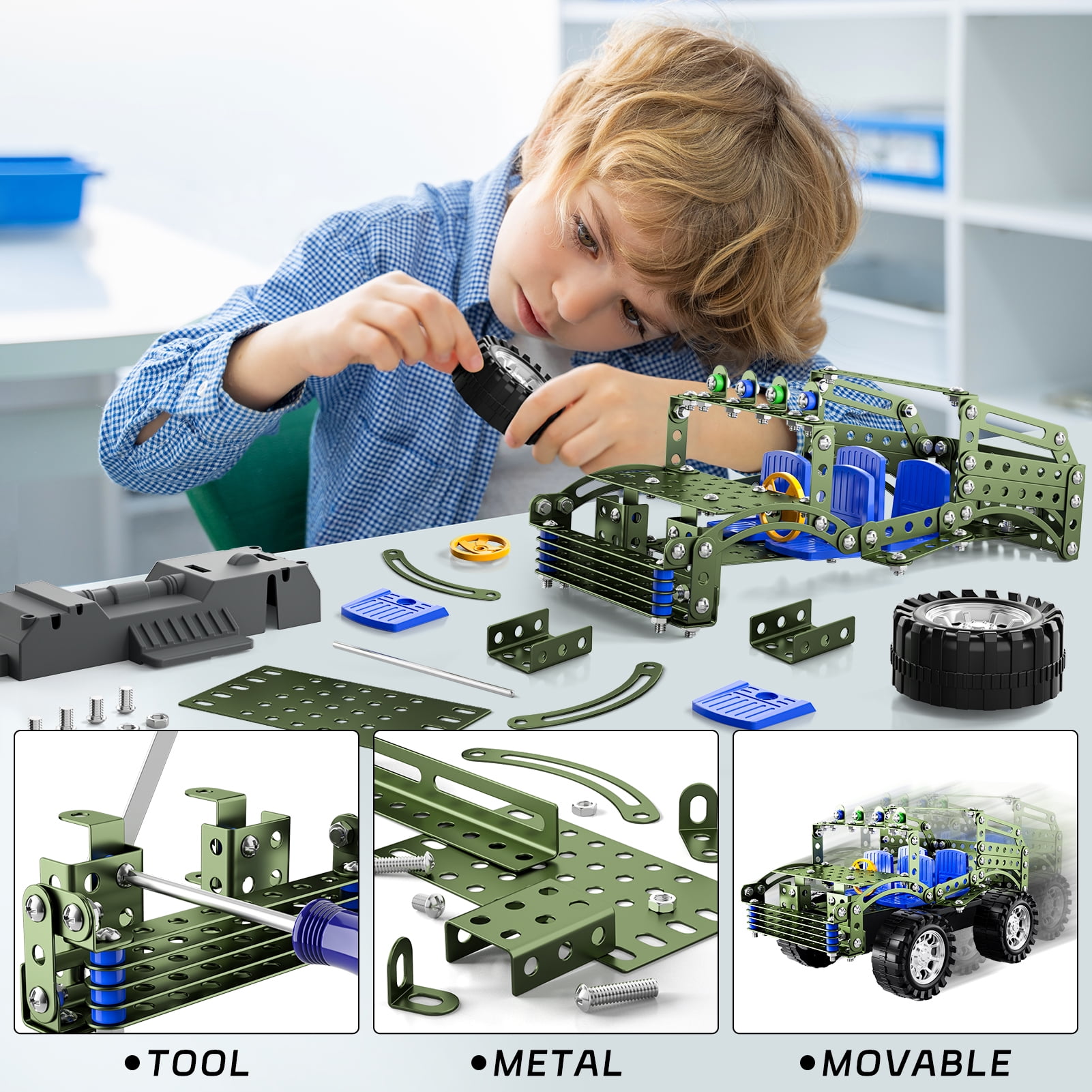KukuFun Assembly Model Car Building Kits Toys for Kids Boys Ages 8-12 Years Old, Kids Stem Project Building Toys Model Truck Set
