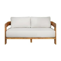 Paradiso Outdoor Solid Teak Wood Love seat - Gray Fabric