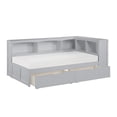 thumbnail image 4 of Lexicon Orion Lit d'Angle Bibliothèque Simple en Bois à 5 Tablettes avec Boîtes de Rangement, Gris, 4 of 5