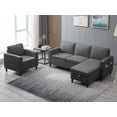 thumbnail image 1 of BALUS 2 Pieces Couch Set, L Shaped Sofa with Storage Ottoman, 5-Seats Sectionals, Living Room Set Furniture, Linen, Dark Gray, 1 of 5
