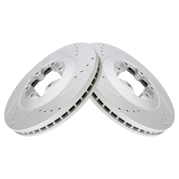 TRQ Front Performance Brake Rotors Set Premium G-Coated Cross Drilled & Slotted Fits Select 2009-2012 Chevrolet Colorado GMC Canyon