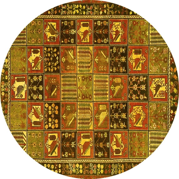 Ahgly Company Indoor Round Persian Yellow Traditional Area Rugs, 4' Round