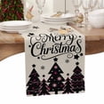 thumbnail image 6 of Christmas Tree Black Cotton Linen Table Runner for Dining Kitchen, Merry Xmas Snowflakes Rustic Vintage Wedding Outdoor Party Tablerunners Decoration, Dresser Scarf Coffee Tablecloth Runners 13"x120", 6 of 9