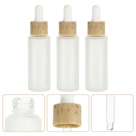 WHAMVOX 3pcs Refillable Essential Oil Bottles Subpackaging Dropper Bottles Frosted Glass Storage Bottle Empty Bottle (30ml Transparent)