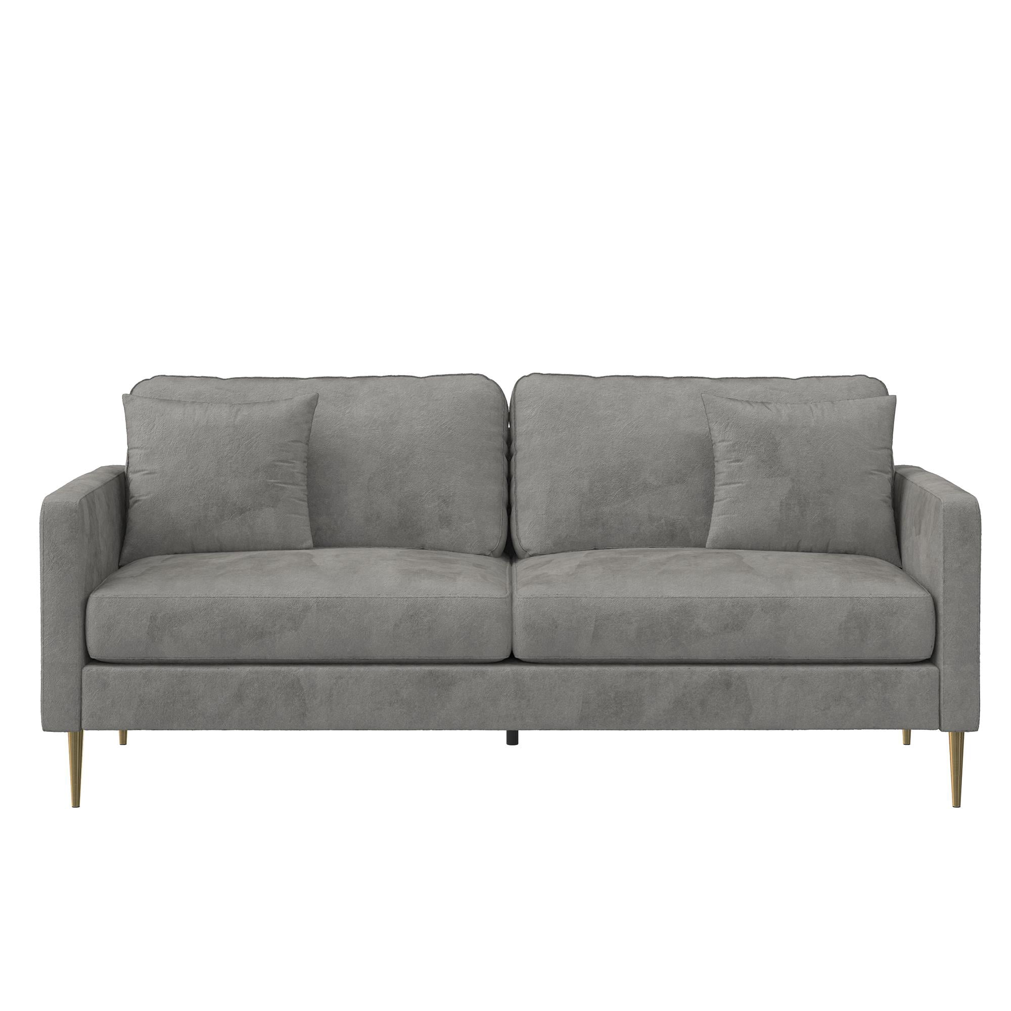 CosmoLiving Highland Sofa with Pillows, Gray Velvet