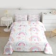 thumbnail image 2 of Manfei Cartoon bohemian Rainbow Bedding Comforter Set,Clouds Stars Pattern Twin Comforter Sets,Pink White Blue Bedding Set For Girls Teens,Luxury Bedroom Decor Reversible,2-Piece, 2 of 8