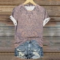 thumbnail image 4 of Cilsoka Trendy Shirts for Women 2026, Womens Casual Floral Print Tops Crewneck Short Sleeve T Shirts Fashion Outfits 2026 Spring Summer Shirts, Graphic Trendy Tees, 4 of 5
